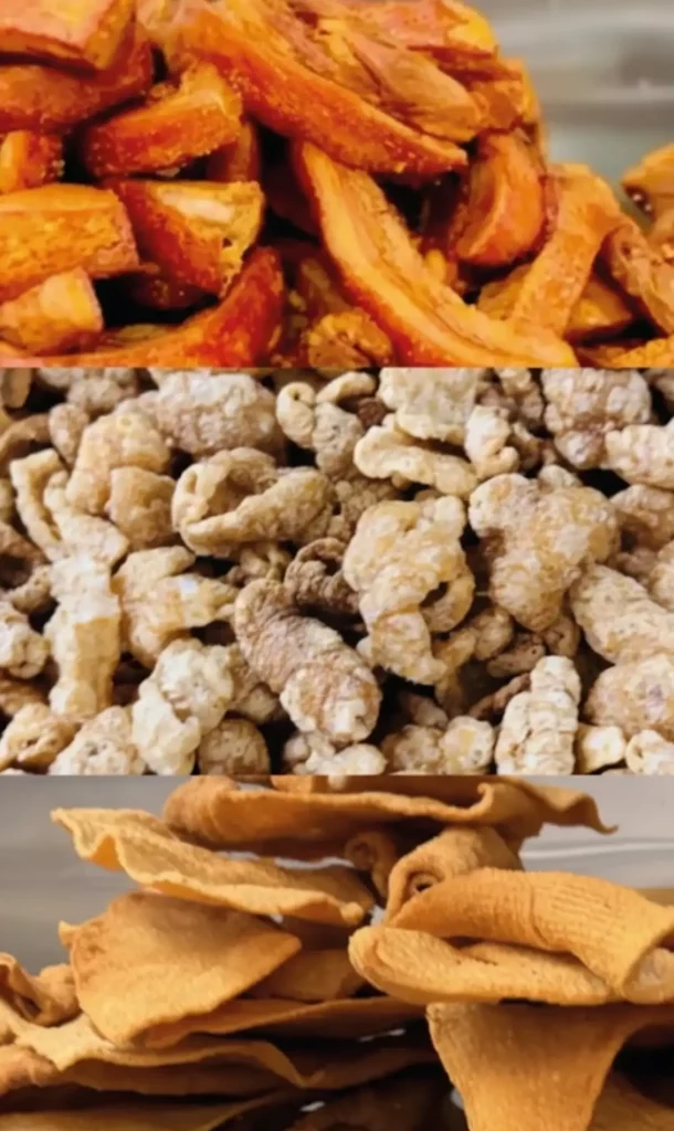 Chicharrón de lonja, chicharrón botanero y chicharrón delgado en supermercado latino en Tulsa Oklahoma.