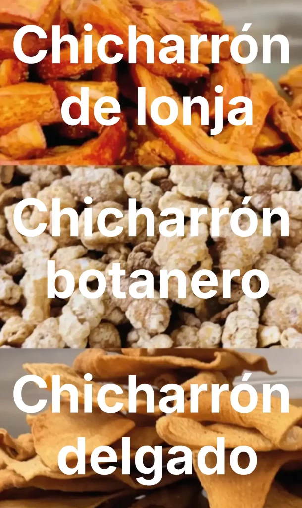 Chicharrón de lonja, chicharrón botanero y chicharrón delgado en supermercado latino en Tulsa Oklahoma.