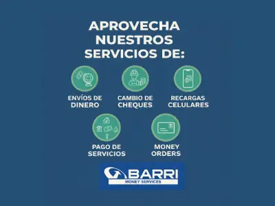 Servicios financieros en Supermercado La Cosecha Tulsa: envíos de dinero, cambio de cheques, money orders y pago de servicios.
